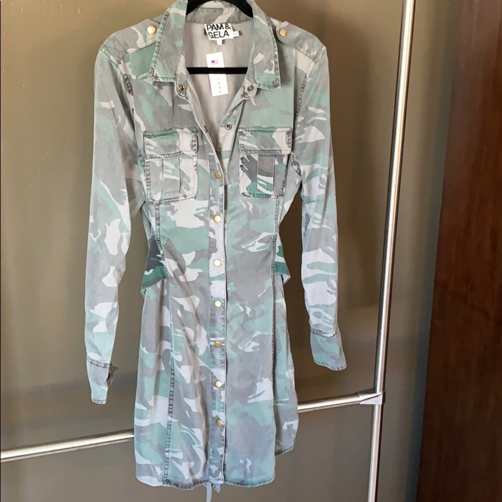 Pam & Gela Camo Shirt Dress